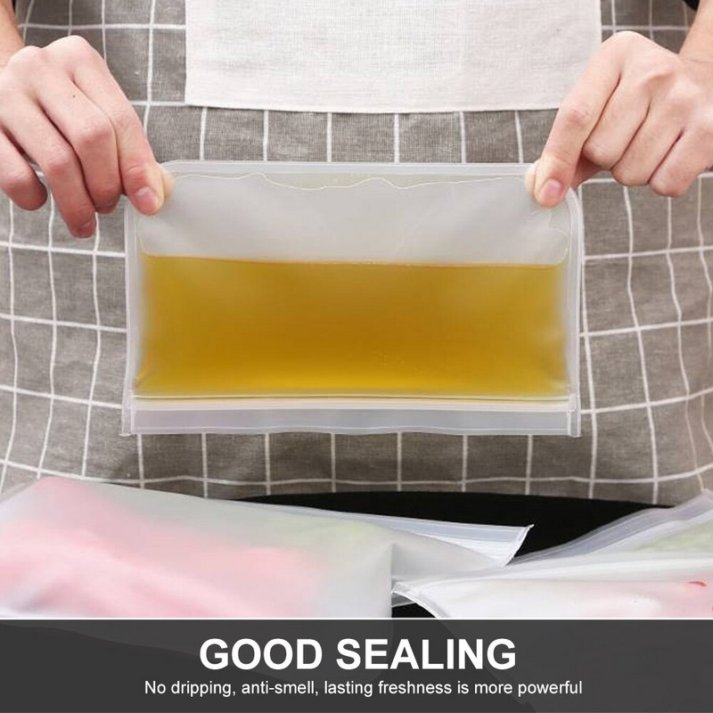 12 vnt. / rinkinys Šaldiklio maišelis PEVA silikoninis maisto laikymo maišelio konteineris Neperšlampamas daugkartinis stovimas su užtrauktuku Užsegamas maišelis Šviežias maišelis šviežias įvyniojimas