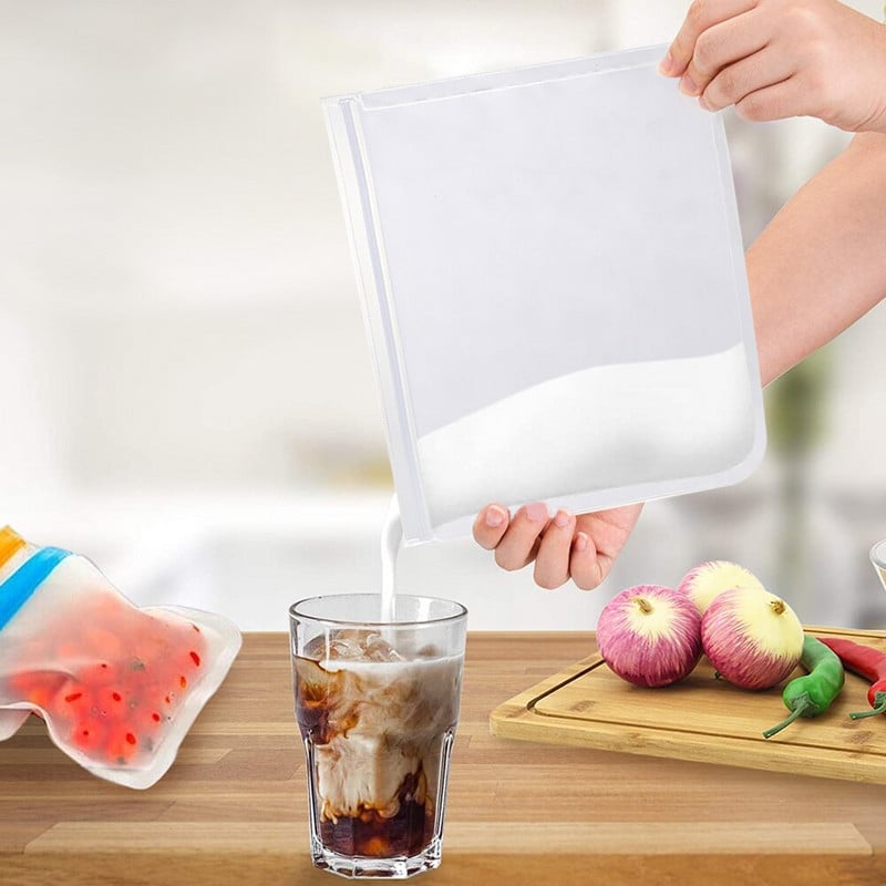 12 vnt. / rinkinys Šaldiklio maišelis PEVA silikoninis maisto laikymo maišelio konteineris Neperšlampamas daugkartinis stovimas su užtrauktuku Užsegamas maišelis Šviežias maišelis šviežias įvyniojimas