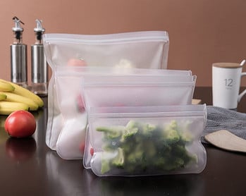 Δοχεία αποθήκευσης τροφίμων σιλικόνης Επαναχρησιμοποιήσιμη Stand Up Fresh Bag Αδιάβροχη Κουζίνα Οργάνωση Τροφίμων Φρούτα Fresh Keeping Bag