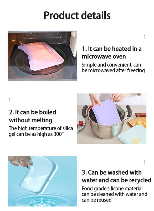Silikoniniai maisto kokybės daugkartinio naudojimo maišeliai Virtuvė Sous Vide Neperšąla Neperšlampama indaplovėje - Saugus ir ekologiškas