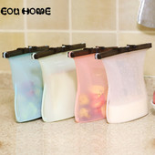 6 bucăți/lot saci portabile creative din silicon, pungi reutilizabile pentru depozitarea alimentelor, containere cu sigiliu, ustensile de bucătărie versatile de uz casnic