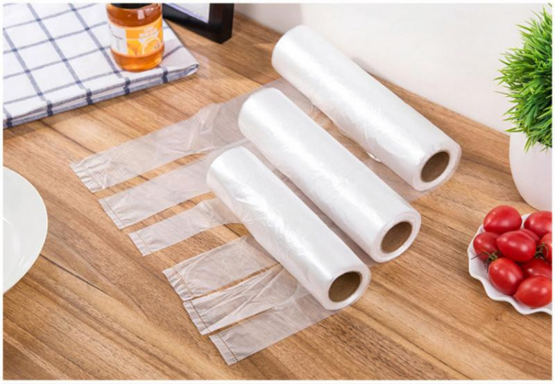 100 vnt permatomi maišeliai Pirkinių krepšys Prekybos centrų plastikiniai maišeliai su rankena Liemenės tipo skaidraus plastikinio maišelio šviežumas buityje