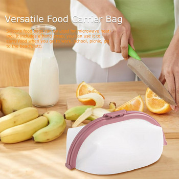 Επαναχρησιμοποιήσιμες σακούλες αποθήκευσης τροφίμων σιλικόνης Stand-up στεγανές σακούλες φρούτων κατάψυξης για σνακ Φορητές οικολογικές σακούλες σάντουιτς