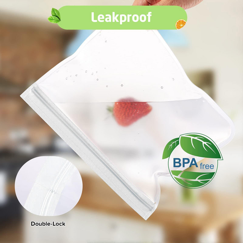 Pungă reutilizabilă PEVA pentru alimente, pentru congelator, în picioare, pungă de depozitare a alimentelor.