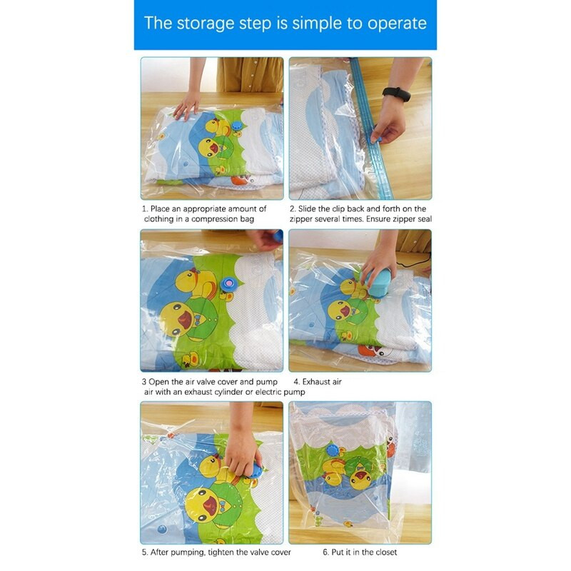 A vákuumcsomagok védenek a nedvességtől a portól Vákuumos kompressziós nagy tárolótáskák kézi szivattyús vákuumtömítő zsákokkal