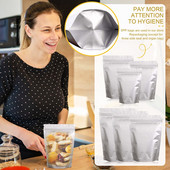 50 pakuotės karščio sandarinimo maišeliai Aliuminio folijos vakuuminiai sandarinimo maišeliai Maistiniai, veržlėms atsparūs Mylar užtrauktuku maišeliai Pakuotė