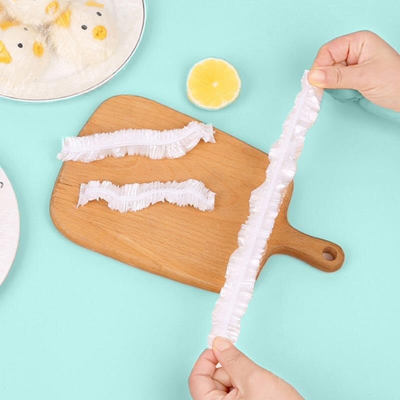 100 tk ühekordselt kasutatavad toidukatted kilekotid Elastsed kileümbrised, katted toidu säilituskotti kaussi kaussi kate Köögitarvikud