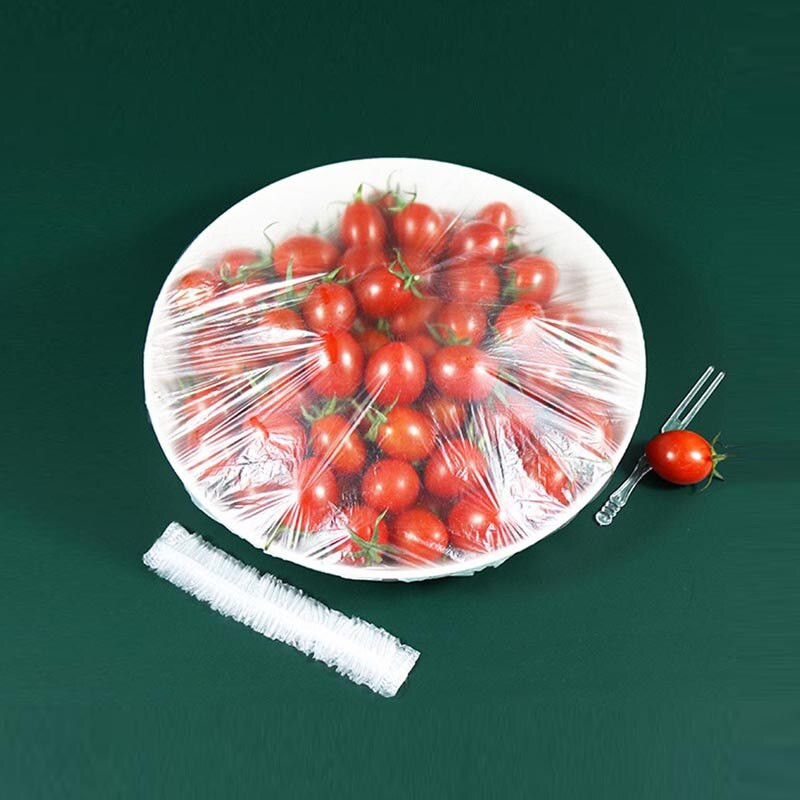 100 tk ühekordselt kasutatavad toidukatted kilekotid Elastsed kileümbrised, katted toidu säilituskotti kaussi kaussi kate Köögitarvikud