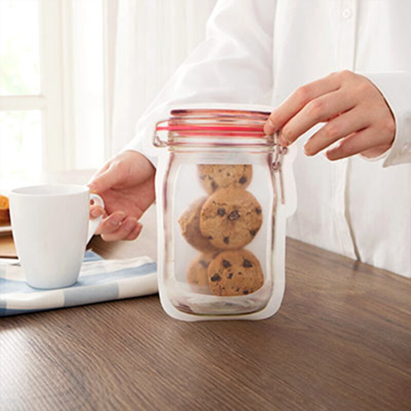 Újrafelhasználható befőttesüvegek palackok zacskók dió cukorka sütemény zacskó snack