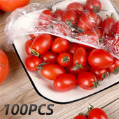 100db Eldobható élelmiszer-takaró műanyag fólia Elasztikus ételfedők hűtőhöz Gyümölcstányér tálak Konyhai frissen tartó táska
