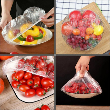 100 τμχ Κάλυμμα φαγητού μίας χρήσης Πλαστική περιτύλιξη Ελαστικά καπάκια τροφίμων για ψυγείο Πιάτο φρούτων Μπολ Κουζίνα Fresh Keeping Saver Bag