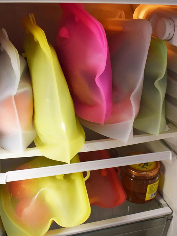 500/1000/1500ML sac reutilizabil pentru depozitarea alimentelor sac sigilat din silicon pentru recipiente pentru alimente, frigider, punga proaspata pentru fructe, legume