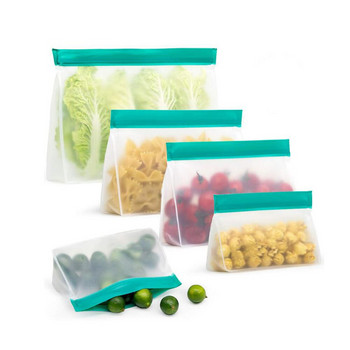 1 бр. Чанта за съхранение на храна PEVA Многократно използваема фризерна стойка с цип, затворени торбички Непропускливи контейнери Органайзер за храна Fresh Wrap Ziplock Bag