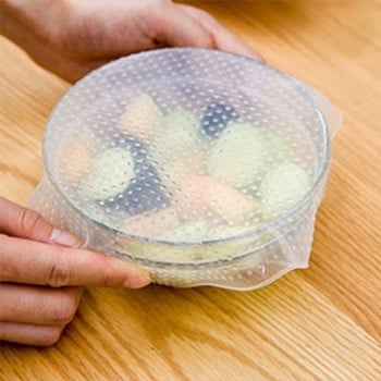 Βαθμολογία τροφίμων Διατήρηση των τροφίμων φρέσκα Saran Wrap Επαναχρησιμοποιήσιμη υψηλής ελαστικότητας σιλικόνη Food wraps Seal Vacuum Cover Stretch Καπάκι