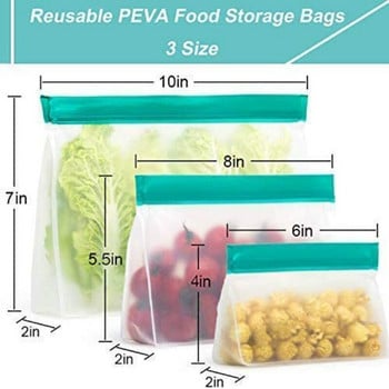 6 бр. Многократни торбички за съхранение на храна Торбичка за замразяване Торбичка за пресни зеленчуци Непропусклива чанта за закуски Ziplock Хладилник Органайзер Кухненски консумативи