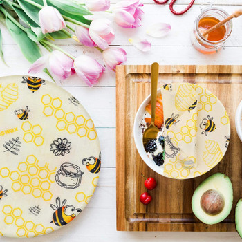 Περιτύλιγμα φαγητού με κερί μέλισσας Φιλικό προς το περιβάλλον, επαναχρησιμοποιούμενο ρολό περιτυλίγματος βιώσιμη αποθήκευση τροφίμων, βιολογικό βαμβάκι, κάλυμμα σάντουιτς