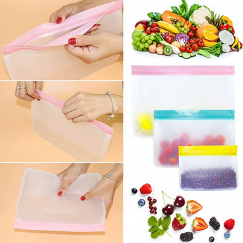 Επαναχρησιμοποιήσιμη τσάντα αποθήκευσης τροφίμων Οργανωτής κουζίνας Φρέσκια στεγανή πλαστική σακούλα με φερμουάρ για σνακ Τυχαίο χρώμα
