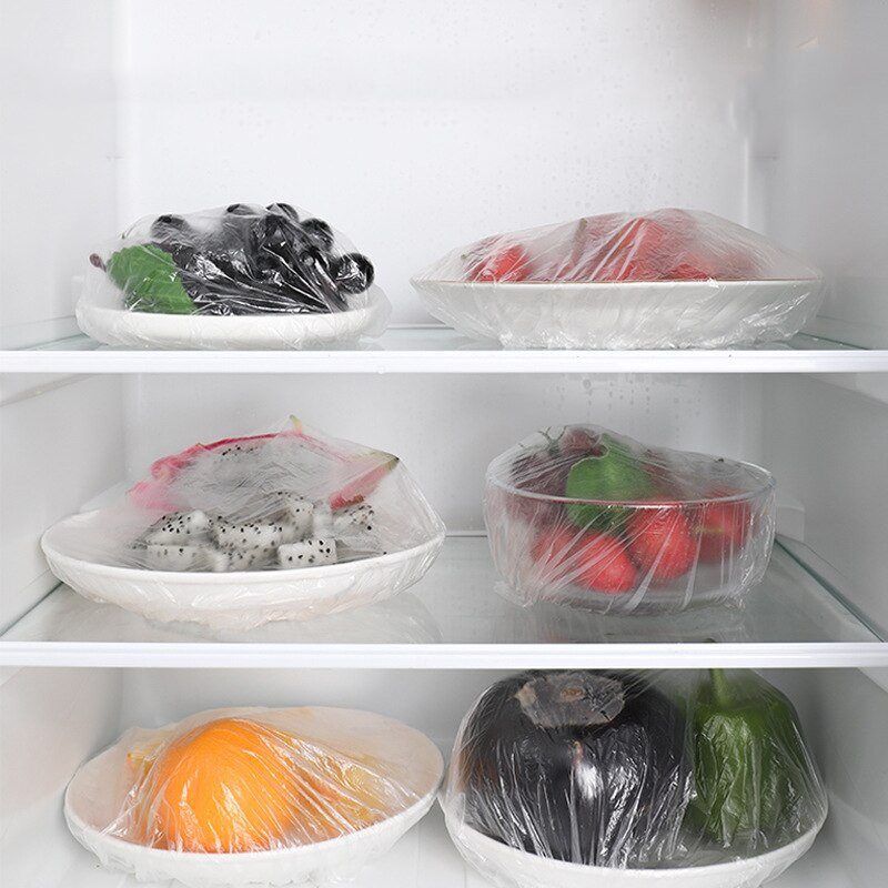 50/100 vnt. vienkartinis maisto dangtelis plastikinis įvynioklis Elastingi maisto dangteliai vaisių dubenims puodelių dangteliai Laikymas virtuvė šviežiai saugomas taupymo maišelis