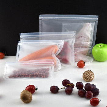 1 τεμ. Κουζίνα Κουζίνα σιλικόνη δοχείο συσκευασίας Τσάντες αποθήκευσης Organizer κενού Σακούλες επαναχρησιμοποιούμενες φρούτα λαχανικά φρέσκια τσάντα φερμουάρ