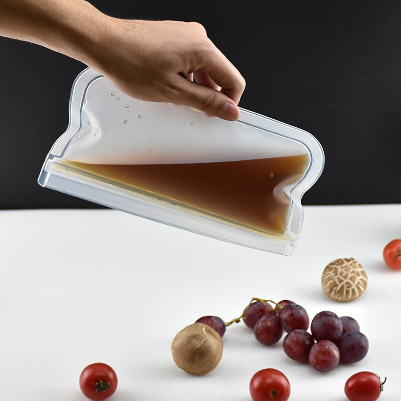 1db Konyhai Szilikon Élelmiszer Konténer Csomagoló Táskák Tároló Szervező Vákuumos zacskók Újrafelhasználható Gyümölcs Zöldség Frissen tartó cipzáras táska