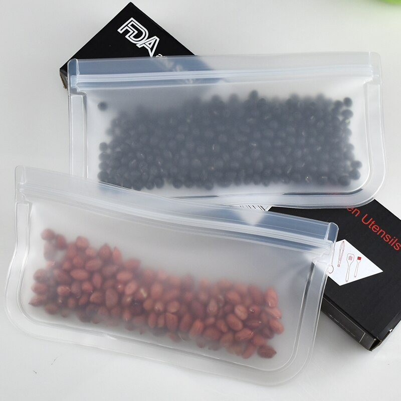 1db Konyhai Szilikon Élelmiszer Konténer Csomagoló Táskák Tároló Szervező Vákuumos zacskók Újrafelhasználható Gyümölcs Zöldség Frissen tartó cipzáras táska