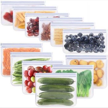 Силиконови контейнери за съхранение на храна Непропускливи контейнери Многократно изправена чанта с цип и затворена чаша Торбичка за прясна торба Чанта за съхранение на храна Fresh Wrap