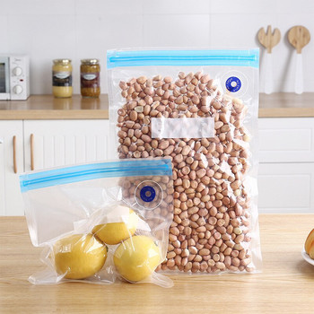 Вакуумни торби за многократна употреба Хладилник Органайзер за съхранение на храна Прозрачни пластмасови торби с уплътнение Ziplock Контейнер за свежа храна