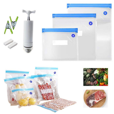 Σακούλα κενού Food Air Conpressed Bag Organizer με διαφανείς σφραγισμένες σακούλες αποθήκευσης Επαναχρησιμοποιούμενες σακούλες κατάψυξης Αποθήκευση κουζίνας