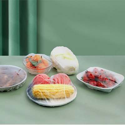 50/100 vnt vienkartinis maisto dangtelis plastikinis įvynioklis Elastingi maisto dangteliai šaldytuvui Maisto vaisių konservavimui virtuvės maisto laikymo maišelis