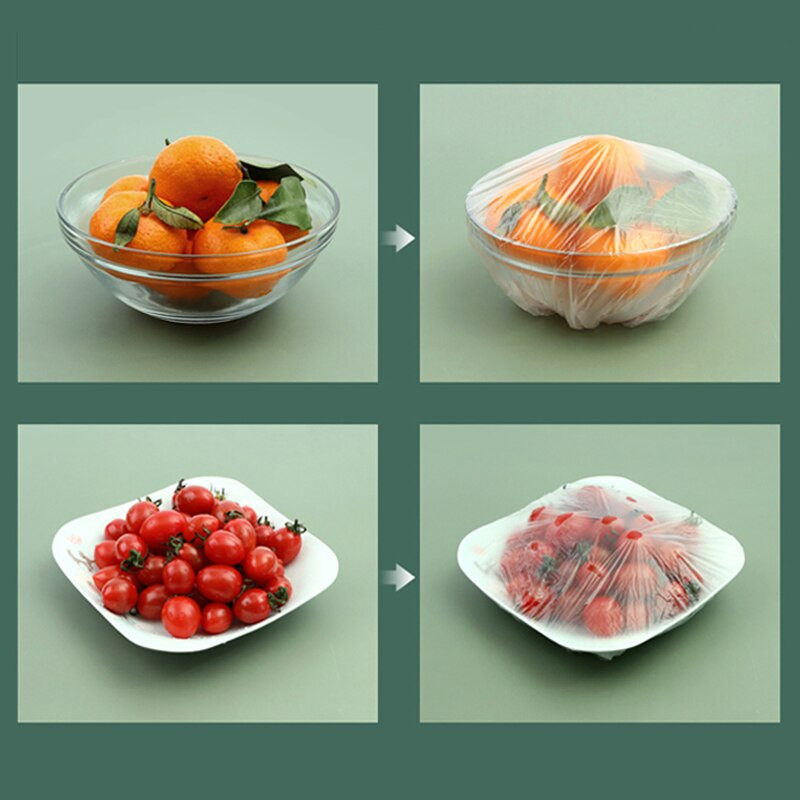 50/100 tk ühekordselt kasutatav toidukate plastikümbris Elastsed toidukaaned külmikusse Toidu puuviljade säilitamiseks köögitoidu säilituskott