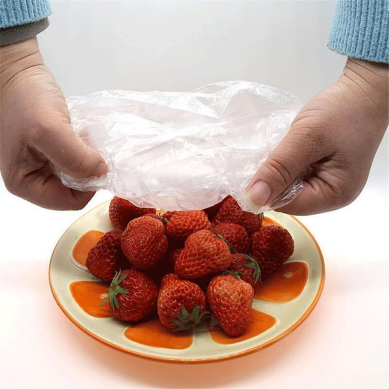 100 DB HDPE/LDPE többfunkciós, friss csomagolású, újrafelhasználható átlátszó tálfedők elasztikus élelmiszertároló edényekkel, szivárgásmentes edényekkel