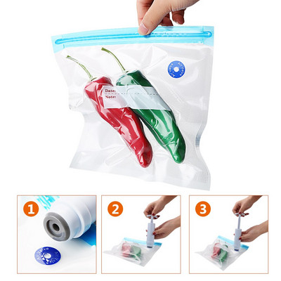 Vacuum Sealer Vacuum Food Fresh Bag Επαναχρησιμοποιήσιμη Τσάντα αποθήκευσης τροφίμων Οργανωτής κουζίνας επαναχρησιμοποιούμενες σακούλες ψυγείου Εγχειρίδιο αντλία κενού