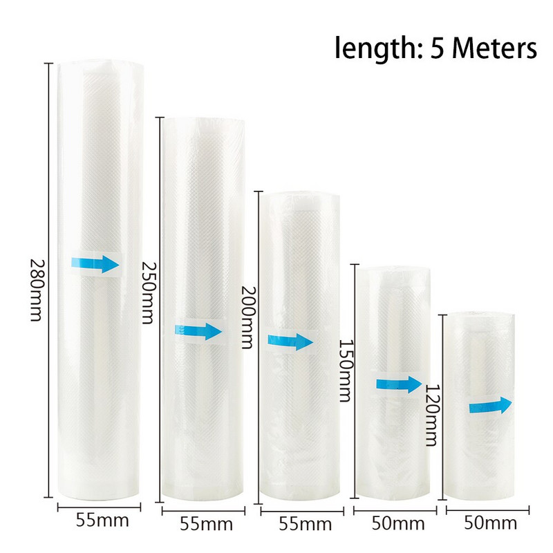 Vaakumtoidu köögiviljade liha värske kott vaakumtihendi hoiukoti jaoks 12/15/20/25/28 cm x 500 cm Rullid/partiikotid toidu vaakumkoti jaoks