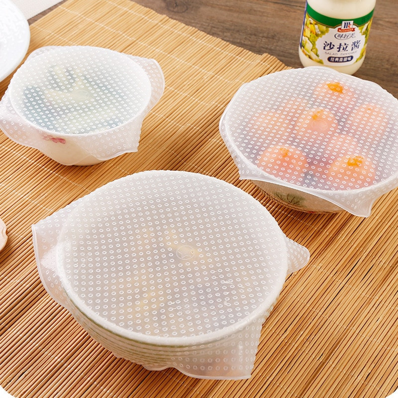 3 vnt. silikoninė lipni plėvelė, daugkartinio naudojimo silikoninė elastinga šviežių maisto produktų dangtelis, laikymo įvynioklis, maistinė plėvelė, šviežio maisto laikymo virtuvės įrankiai