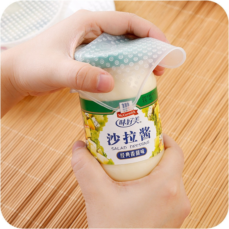 3 vnt. silikoninė lipni plėvelė, daugkartinio naudojimo silikoninė elastinga šviežių maisto produktų dangtelis, laikymo įvynioklis, maistinė plėvelė, šviežio maisto laikymo virtuvės įrankiai