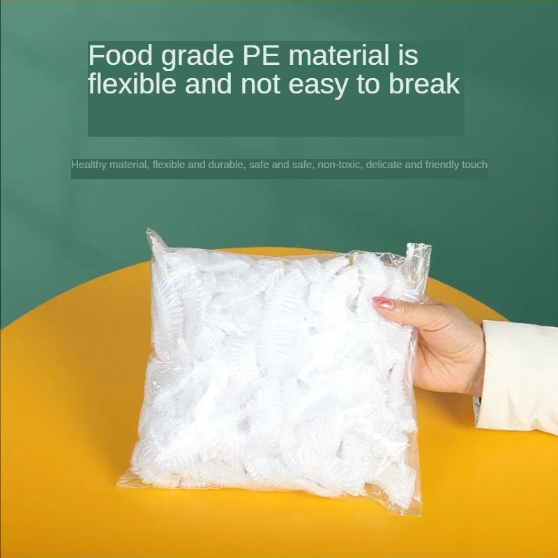 100 vnt. vienkartinis maisto dangtelis virtuvė šaldytuvas vaisinis maistas, tamprus, likučiai, apsauga, dulkėms atsparūs dubenys, puodeliai, dangteliai, maišelis