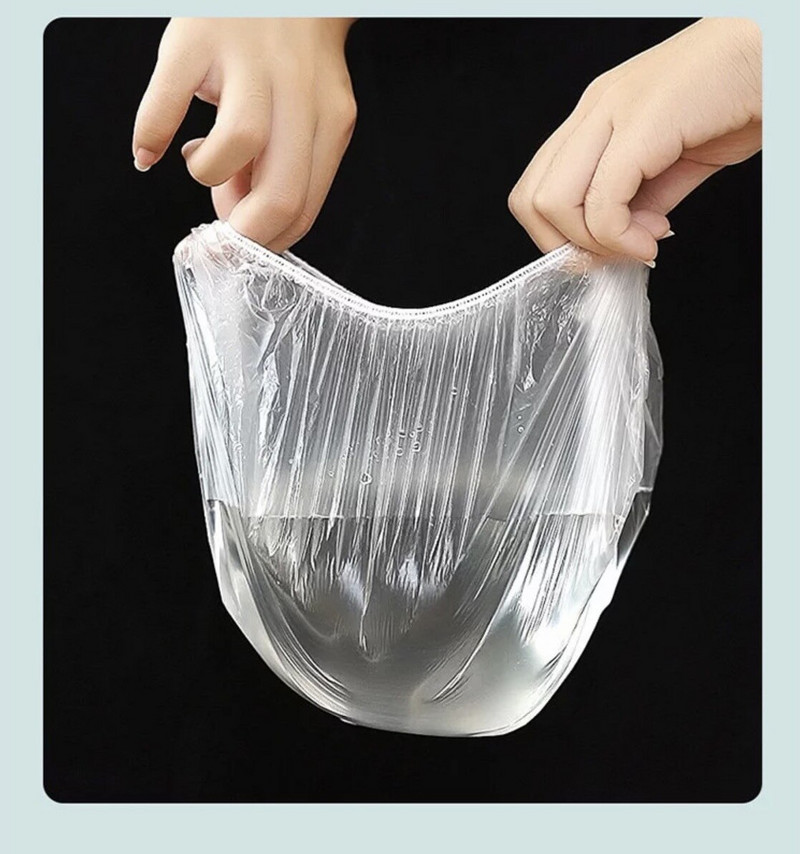 100 vnt. vienkartinis maisto dangtelis virtuvė šaldytuvas vaisinis maistas, tamprus, likučiai, apsauga, dulkėms atsparūs dubenys, puodeliai, dangteliai, maišelis