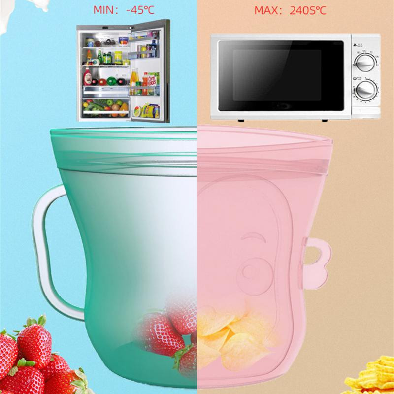 Silikoninis maisto konservavimo maišelis Šaldytuvo laikymo pienas šildymo maišelis Daugkartinis maisto maišelis Sandarus užšaldytas maisto gaminimo konservavimo maišelis