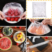 100 buc. Huse reutilizabile pentru depozitarea alimentelor, pungi pentru farfurie elastice, capace din silicon, saci de vid pentru bucatarie, sigiliu proaspat.