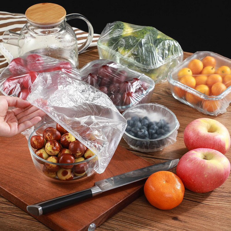 100 buc. Huse reutilizabile pentru depozitarea alimentelor, pungi pentru farfurie elastice, capace din silicon, saci de vid pentru bucatarie, sigiliu proaspat.