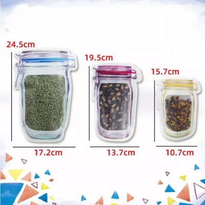 10 bucăți saci portabile pentru borcane de zidar, sigiliu reutilizabil, pungi de depozitare pentru economisirea alimentelor, organizator, nuci, bomboane, prăjituri, gustări, sandvici, pungi cu fermoar