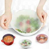 4db / készlet Szilikon élelmiszercsomagolás Újrafelhasználható Keep Fresh Food Saran Wrap edény vákuum tömítés fedő sztreccs konyhai kiegészítők