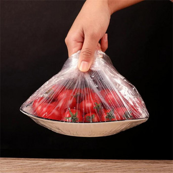 100PCS Покривало за храна за еднократна употреба Прахоустойчива еластична пластмасова обвивка Чанта за съхранение на храна Капаци за свежест на храната Кухненски аксесоари