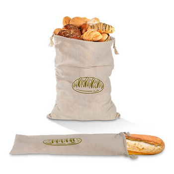 1PC Многократно ленени торбички за багети за хляб Торба за хляб от органичен памук Кухненски торбички за съхранение на зеленчуци, плодове и ориз