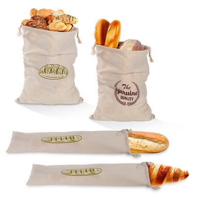 1PC Многократно ленени торбички за багети за хляб Торба за хляб от органичен памук Кухненски торбички за съхранение на зеленчуци, плодове и ориз