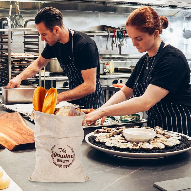 1PC pungi reutilizabile de pâine pentru baghete din bumbac organic, pungi de bucătărie pentru legume, fructe, orez, pungi de depozitare