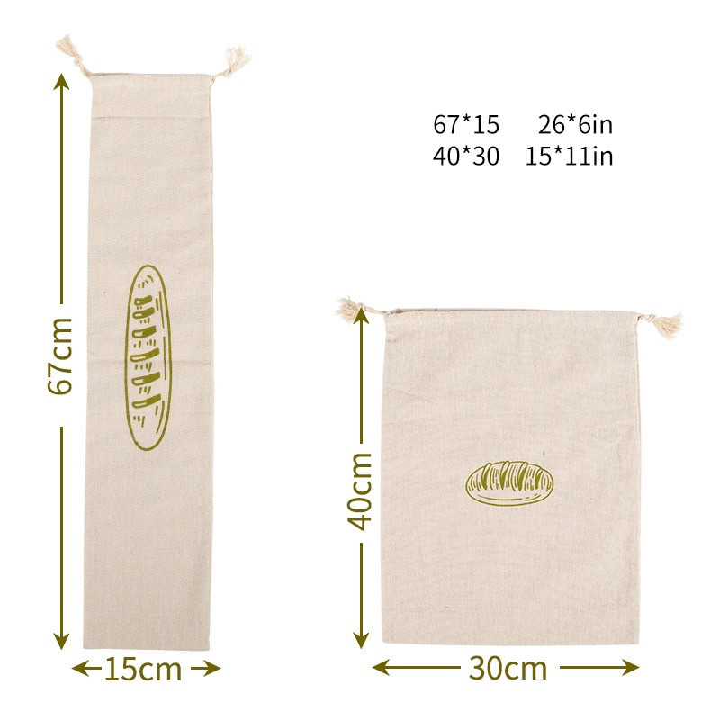 1PC pungi reutilizabile de pâine pentru baghete din bumbac organic, pungi de bucătărie pentru legume, fructe, orez, pungi de depozitare