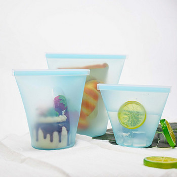 8 бр./компл. Силиконова чанта с цип за храна Многократна чанта за съхранение на свежестта Запечатана чанта за плодове и зеленчуци Непропускливо Съхранение на храна Съхранение на чанта с цип