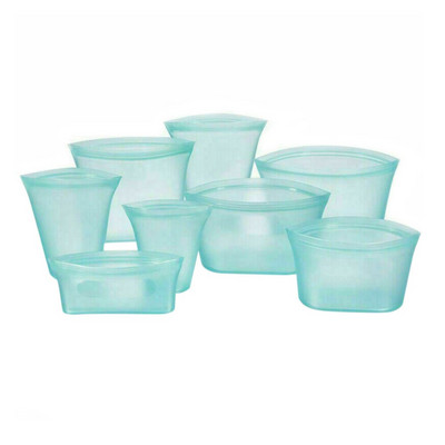 8 bucăți/set pungă cu fermoar pentru alimente din silicon, pungă reutilizabilă pentru păstrarea în stare proaspătă pentru fructe și legume.