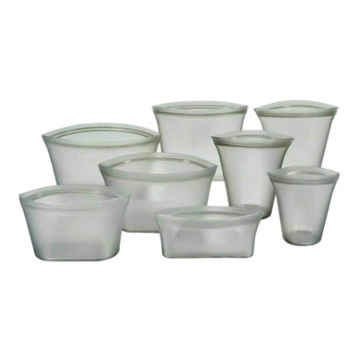 8 bucăți/set pungă cu fermoar pentru alimente din silicon, pungă reutilizabilă pentru păstrarea în stare proaspătă pentru fructe și legume.